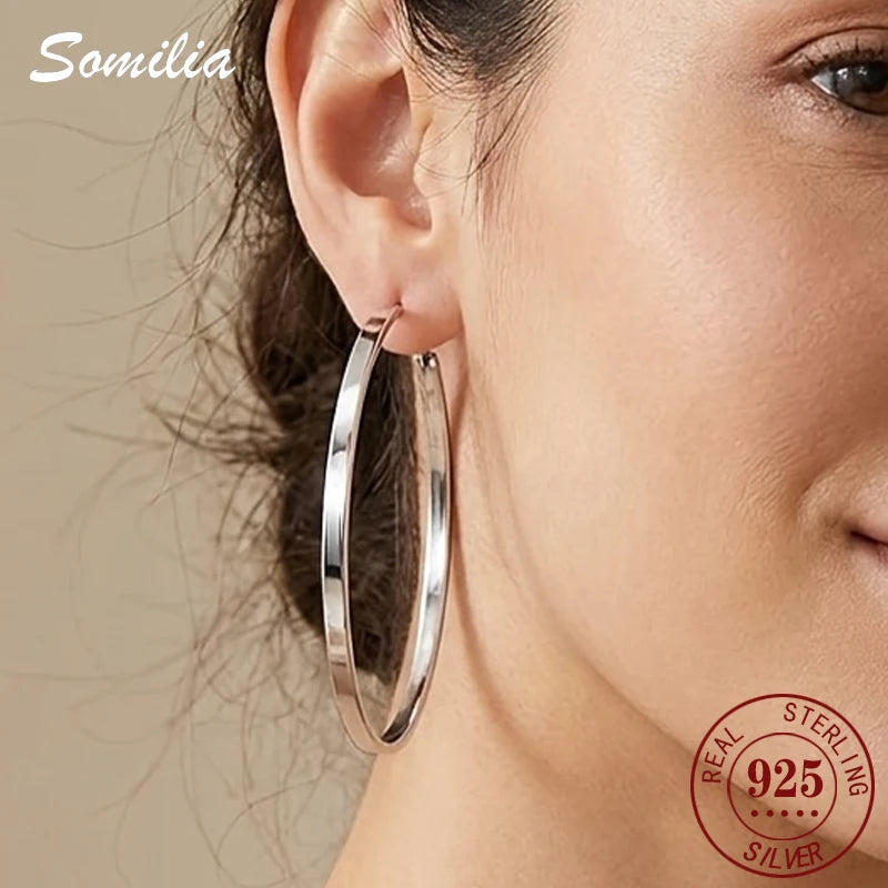 925 sterling silver large earrings for women, fashionable and exaggerated temperament. Earrings are versatile for daily use