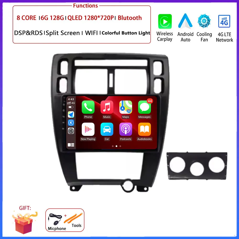 Player GPS Navigation Carplay Auto Android 16 For Hyundai Tucson 2004 -2009 Car Radio Multimedia Stereo Video