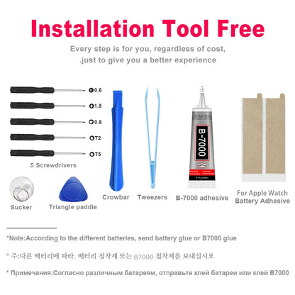 XDOU Band1 Band2 Band3 Band4 Band5 Band6 Band7 Band7Pro Battery For Xiaomi Mi Band 1 2 3 4 5 6 7 & Pro + Kit Tools