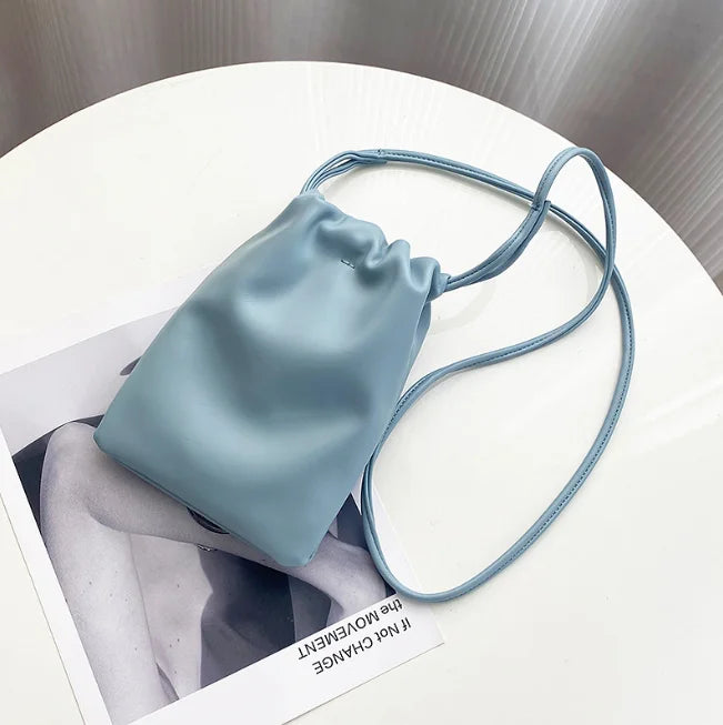 New mobile phone bag women's bag fashionable simple small lucky bag single shoulder crossbody bucket bag drawstring small bag