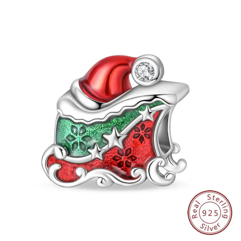 Original 925 Sterling Silver Charms Beads Winter Snowflake Snowman Igloo Penguin Pendant Fit Bracelet Women Jewelry Gift