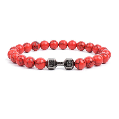 Dumbbells For Men Beads Bracelet Natural Black Volcanic Lava Stone Energy Barbell Fashion Bracelets Bangles Handmade Jewelry