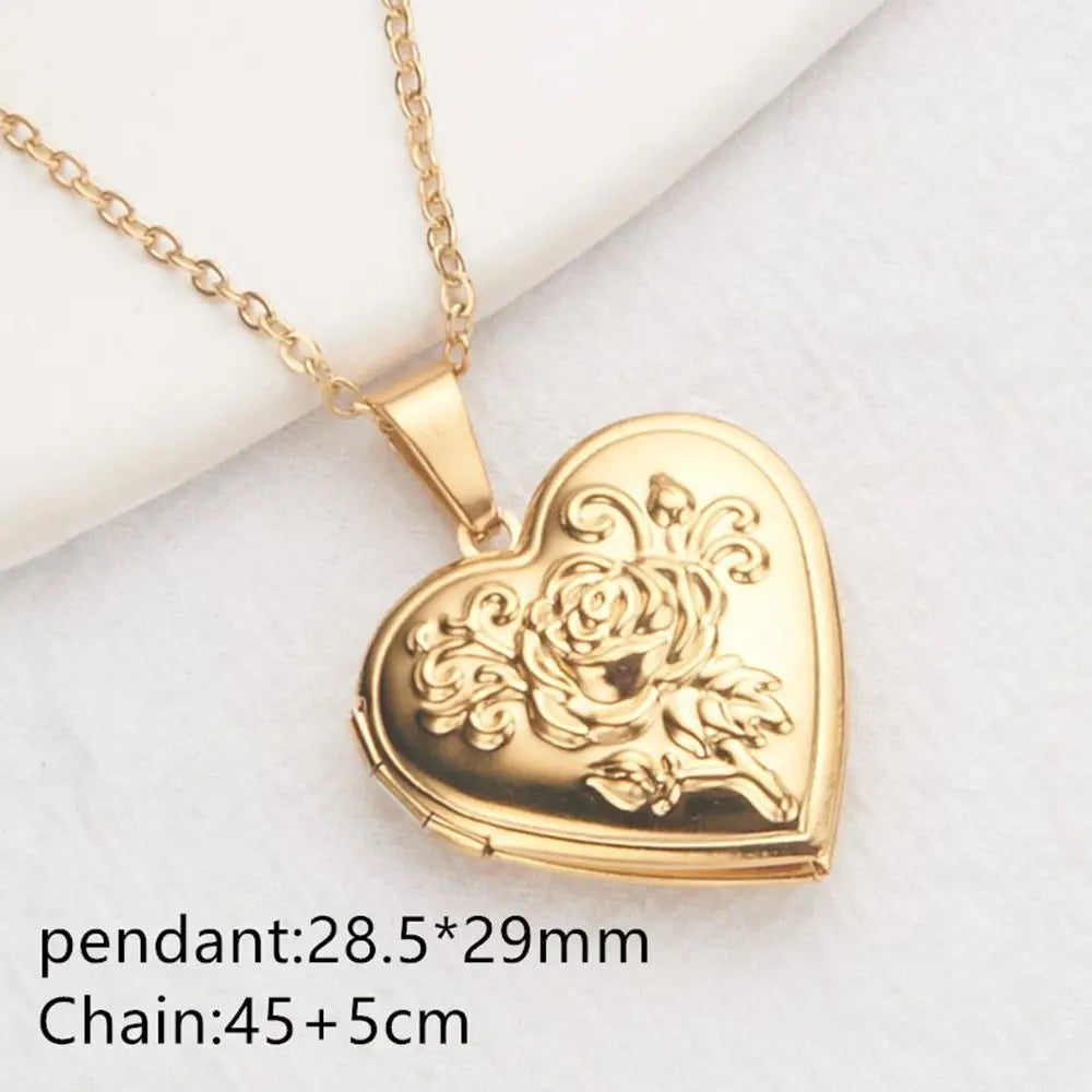 Openable Photo Picture Locket Necklace DIY Necklace Valentine's Day Heart Locket Necklace Friendship Necklace