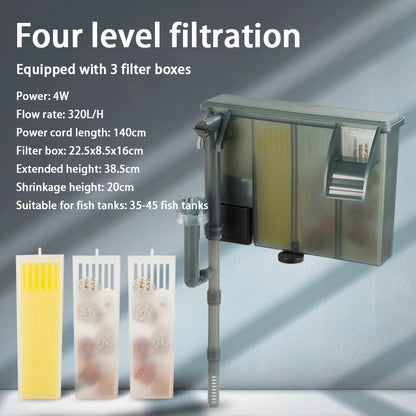 Fish Tank Filters External Aquarium Filter Waterfall Hang on Oxygenate Filter Three-in-one Aquarium Oil Film Removal Machine