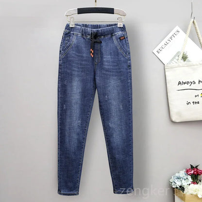 New Extra Large Size Stretch Jeans Girls Elastic High Waist Harlan Pants Girl Wide Leg Pants jeans women 6XL 5XL 4XL