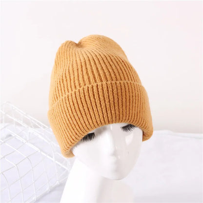 New winter adult casual beanie cap Outdoor lady knitted hat Thick warm comfortable