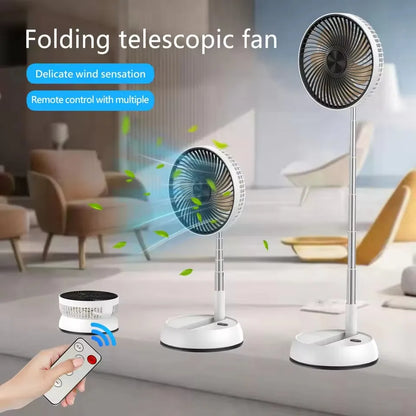 Portable Folding Fan 6000mAh USB Remote Control Air Cooler Silent Rechargeable Wireless Floor Standing Fan For Outdoor Home