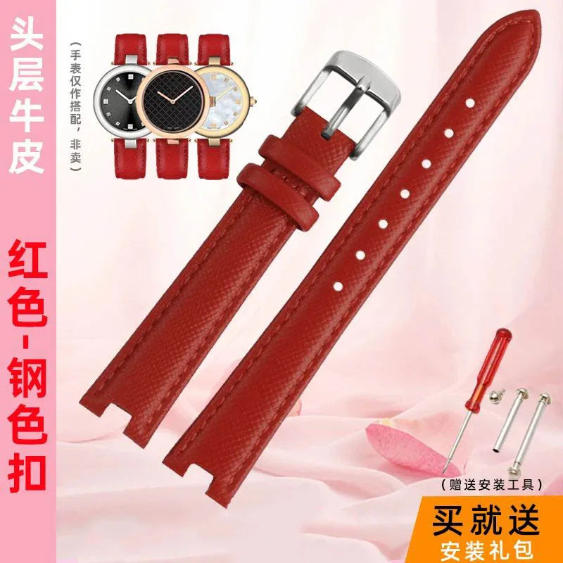 12mm 14mm For Gucci YA141401 YA141404 YA141505 Soft Cowhide Genuine Leather watchband GC women's watch strap Pink red bracelet