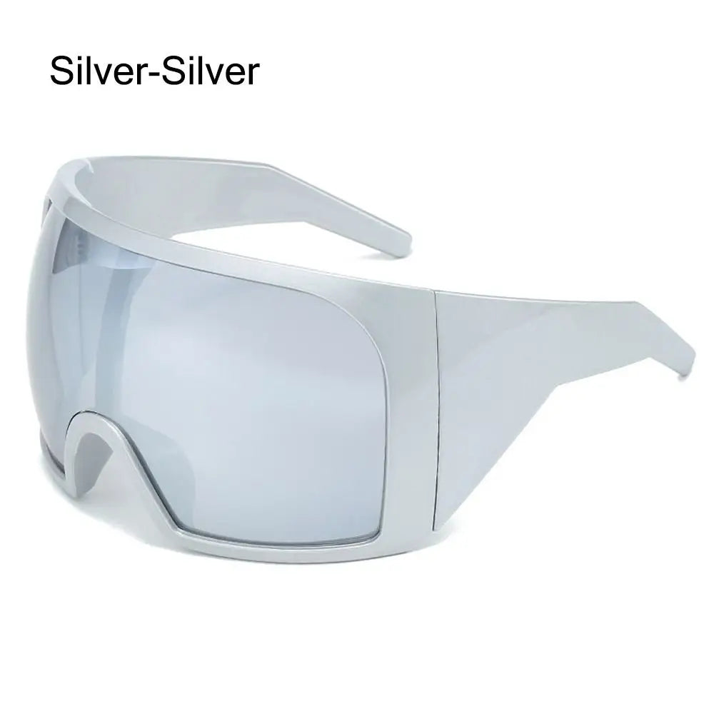 Futuristic Wrap Around Sunglasses Rave Curved Lens UV400 Protection 2000'S Eyewear Oversized Y2K Sun Glasses for Women & Men