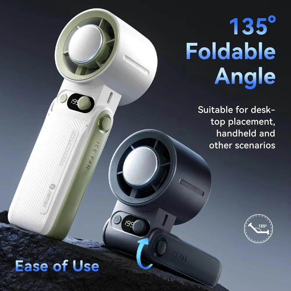 Portable Outdoor Handheld Fan With Refrigeration Board LED Digital Display 135° Foldable 199Gear Strong Wind Speed 8000mAh F5PRO