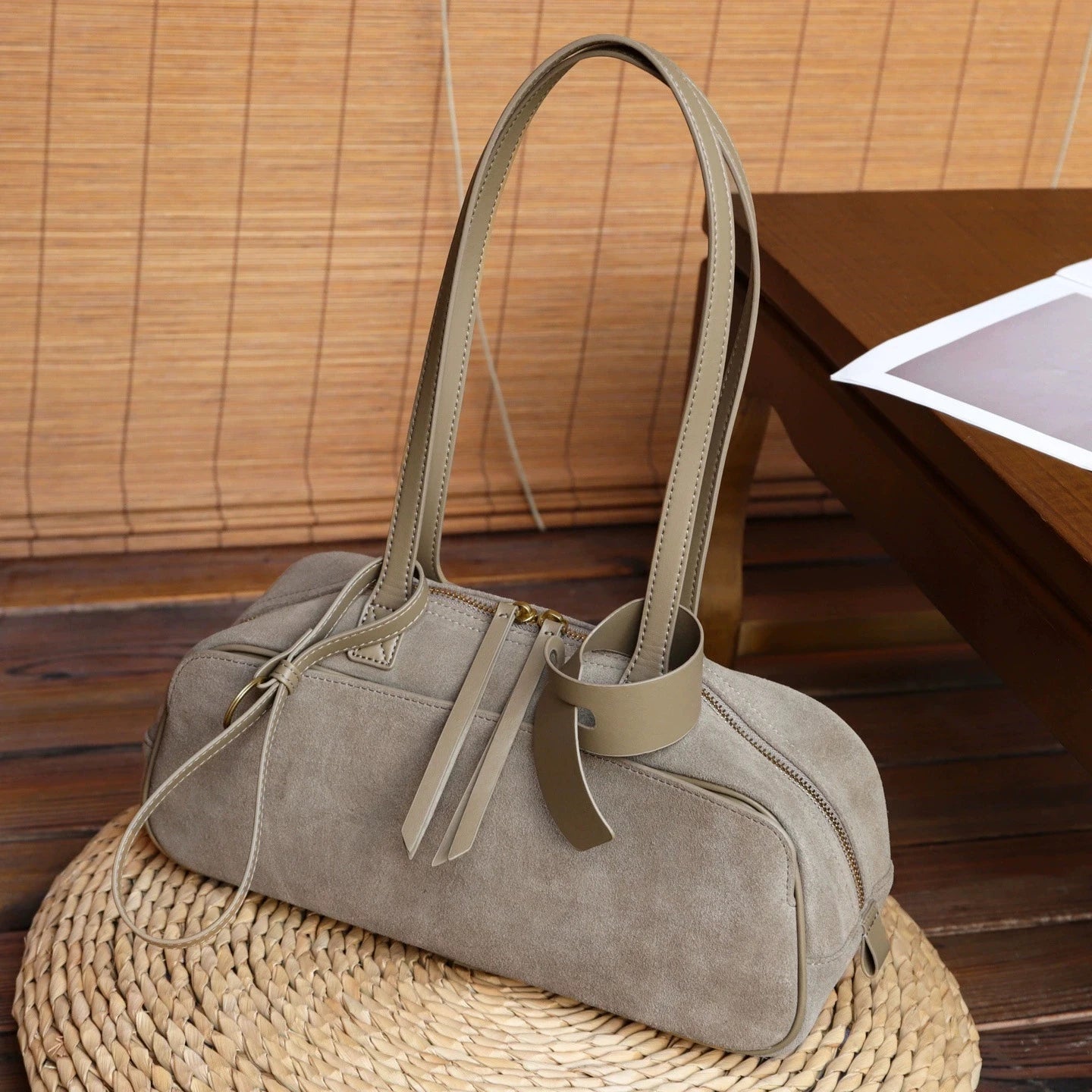 2026 Newest Women Pillow Bag Suede Genuine Leather Shoulder Bags Luxury Designer Female Large Underarm Bag Versatile Bags Coffee
