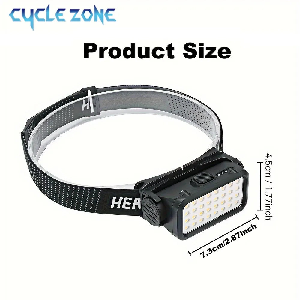 Rechargeable Headlamp with 32 LED 5 Modes Adjustable Headlight Portable for Outdoor Adventures at Night Fishing Walking Hiking