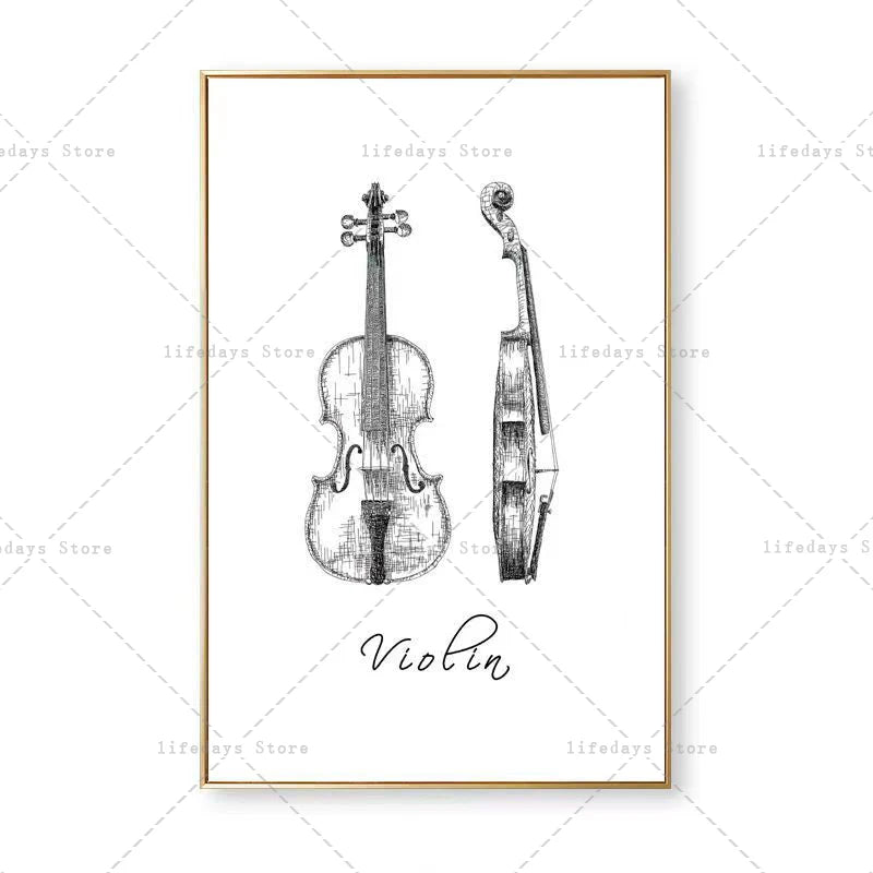 Canvas Painting Modern Minimalist Piano Violin Drum Kit Musical Instrument Print Wall For Piano Room Home Decor Wall Decor