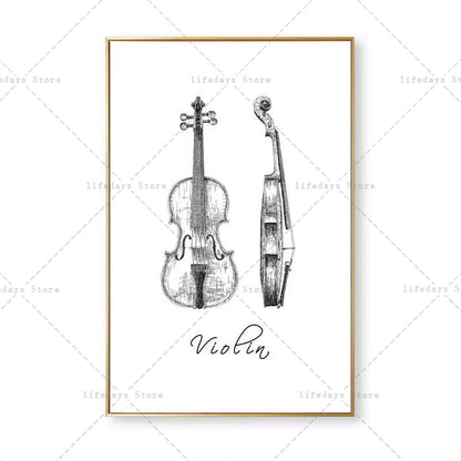 Canvas Painting Modern Minimalist Piano Violin Drum Kit Musical Instrument Print Wall For Piano Room Home Decor Wall Decor