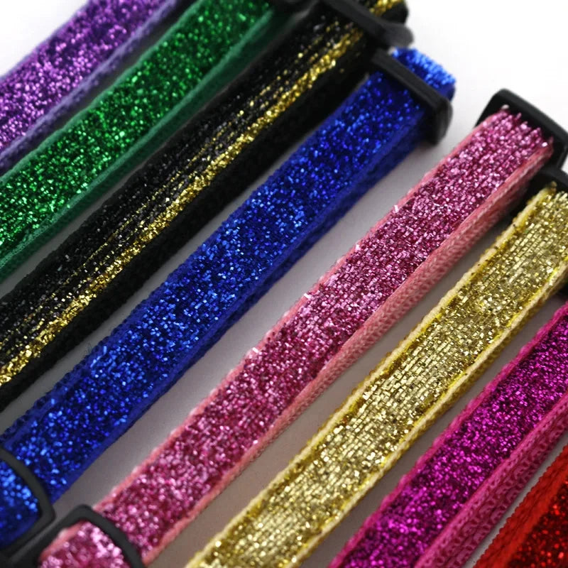 Cat Collar Adjustable with Bell Breakaway Adjustable Kitten Cat Sequin Collar Neck Strap Cat Pet Supplies Puppy Accessories