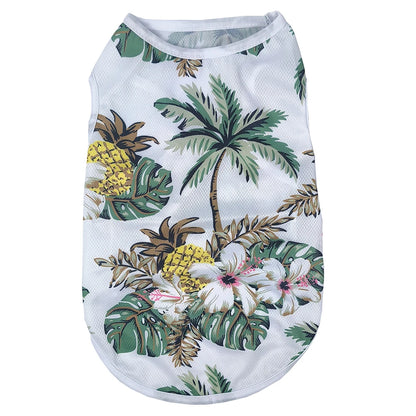 Pet Cat Vest Costume For Small Medium Dogs Cats Summer Breathable Island Print T-shirt Outdoor Travel Kitten Pug Coat Clothes