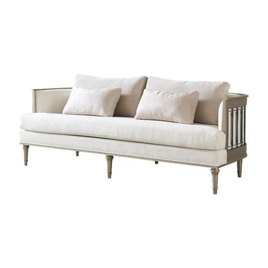 American Light Luxury Sofa Small Apartment Three-person Sofa French Fabric Solid Wood Sofa High-end Furniture