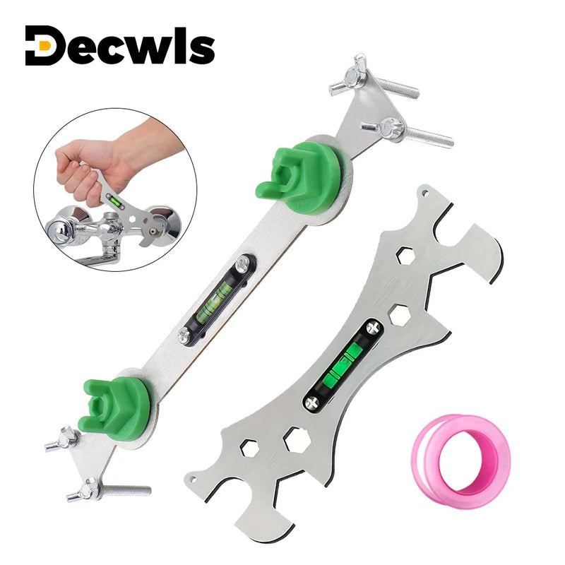 Specialized Wrench For Shower Faucet, Faucet Wrench With Level, Pipe Wrench, Multi-purpose Bathroom Level Wrench, Leveling Tool