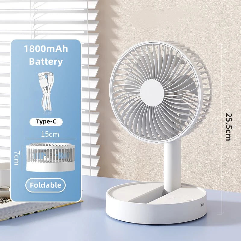 Lenovo Portable Foldable Desktop Fan USB C Rechargeable 3600mAh Battery 4 Speed Ultra Quiet Fan for Home Office Bedroom Dorm