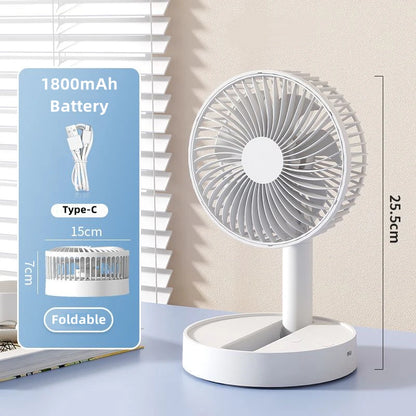 Lenovo Portable Foldable Desktop Fan USB C Rechargeable 3600mAh Battery 4 Speed Ultra Quiet Fan for Home Office Bedroom Dorm