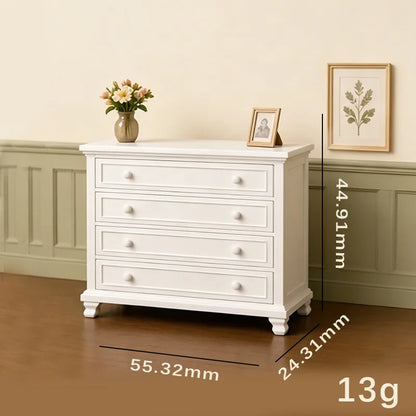 All White Bedroom Furniture Set, Dollhouse Mini Bed Wardrobe Dresser Nightstand Kit, Classic Bedroom Prop for OB11DioramaLayout