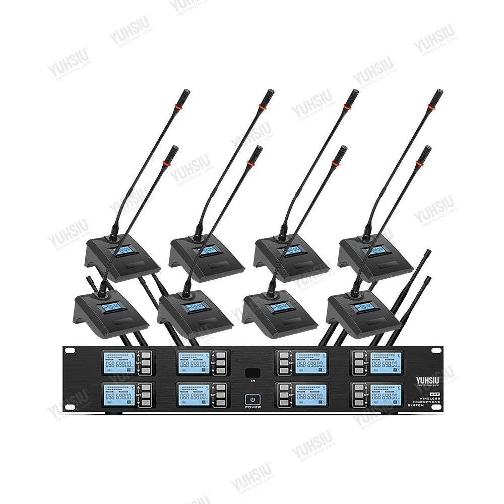 YUHSIU Professional UHF Wireless Microphone 8 channels Handheld lavalier Headset FM Mic For stage performance Band conference