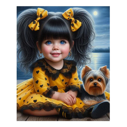 DIY Diamond Painting New 2024 Cross stitch Girl and Dog Mosaic Rhinestone Embroidery Kit Home Wall Decor Gift