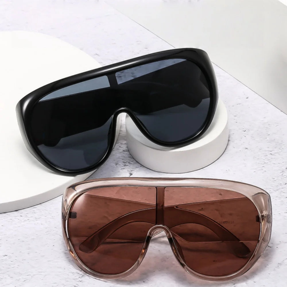 New Fashonable Oversized One-piece Luxury Sunglasses For Women Men Big Goggles Sports Sun Glasses Trendy Shades UV400 Eyewear