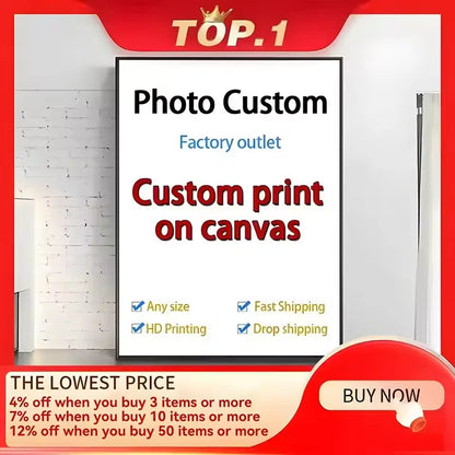 Custom Print on Canvas Paintings Wall Art Poster Pictures for Living Room Home Decor Waterproof Painting Customized Gifts