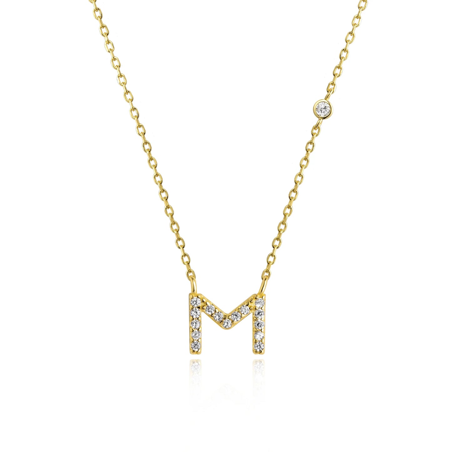 VEWANT New 925 Sterling Silver Monogram Initial Letter A M Pendant Long Chain Necklace Crystal Fine Jewelry Luxury Fine Jewelry