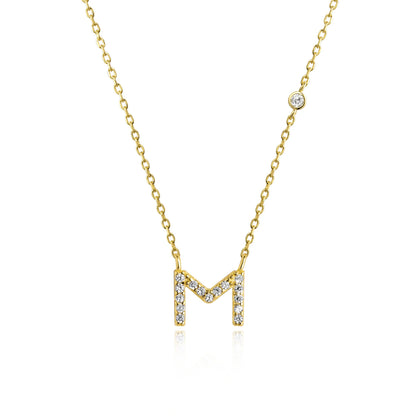 VEWANT New 925 Sterling Silver Monogram Initial Letter A M Pendant Long Chain Necklace Crystal Fine Jewelry Luxury Fine Jewelry