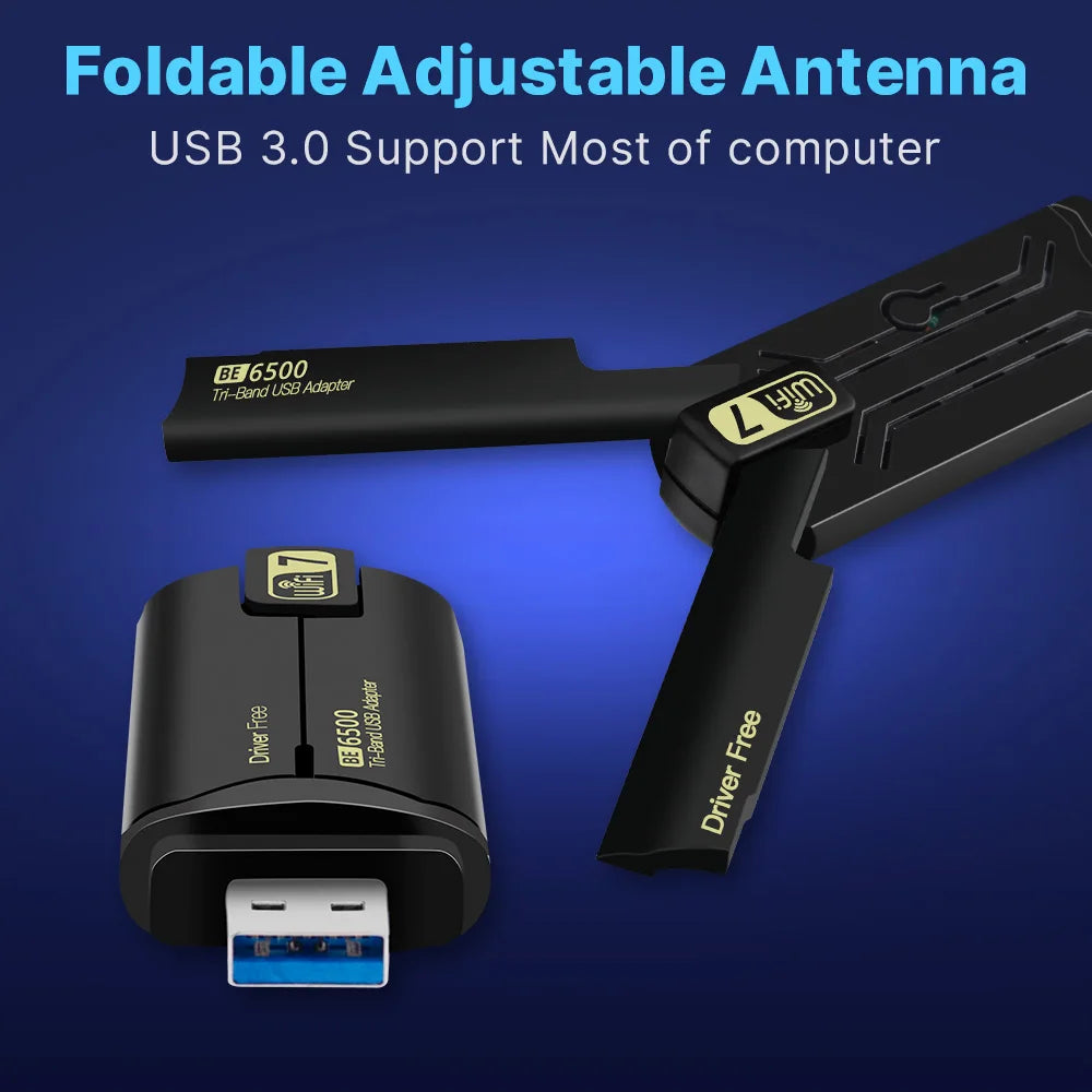 Fenvi WiFi 7 USB Adapter BE6500 802.11BE Wireless WiFi card 6500Mbps USB3.0 WiFi Dongle 2.4G/5G/6GHz For Win 10/11 Driver Free