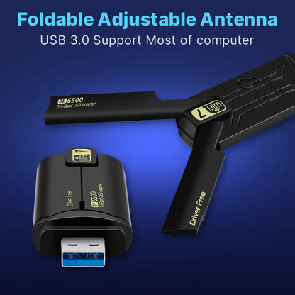 Fenvi WiFi 7 USB Adapter BE6500 802.11BE Wireless WiFi card 6500Mbps USB3.0 WiFi Dongle 2.4G/5G/6GHz For Win 10/11 Driver Free