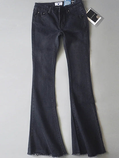 TARUXY Retro Low Waist Blue Jeans For Women 2025 Bodycon Flared Pants Ladies Basic Slim Fit Summer Street Casual Jeans Woman