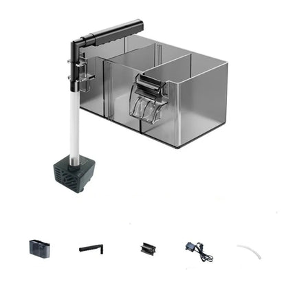 Wall Mounted Fish Tank Filter Box 3-in-1 Drip Flow Silent Operation Waterfall Filter Detachable Top Mounted Filter
