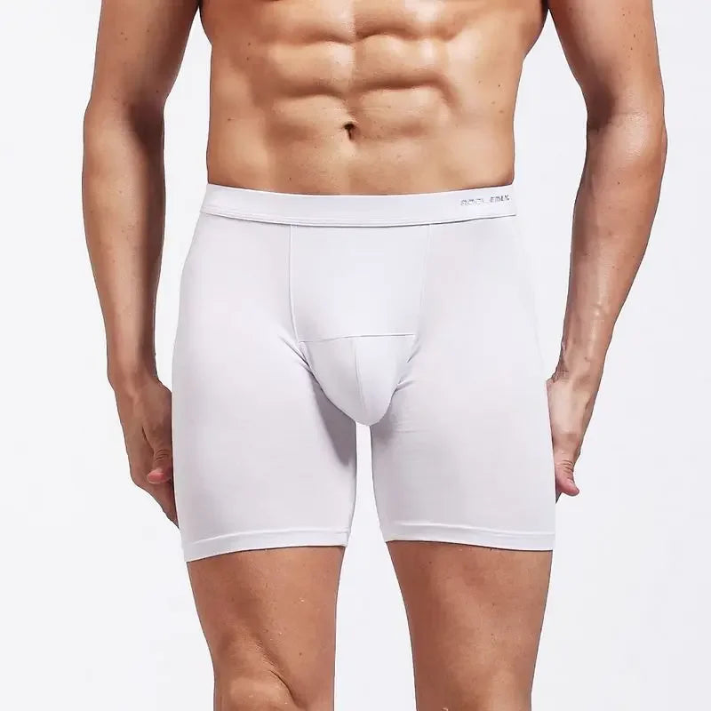 Men's sports extended leg underwear Modal boxers running anti-wear leg quick dry long boxer shorts