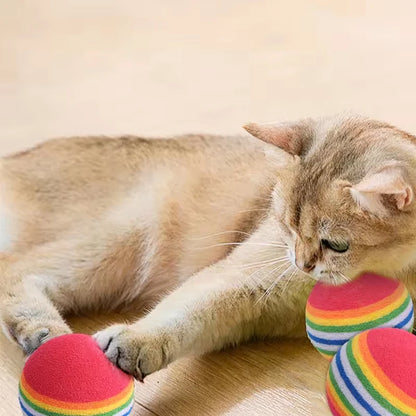 5/10/30PCS Rainbow EVA Cat Toys Ball Interactive Cat Dog Play Chewing Rattle Scratch EVA Ball Training Balls Pet Toys Supplies