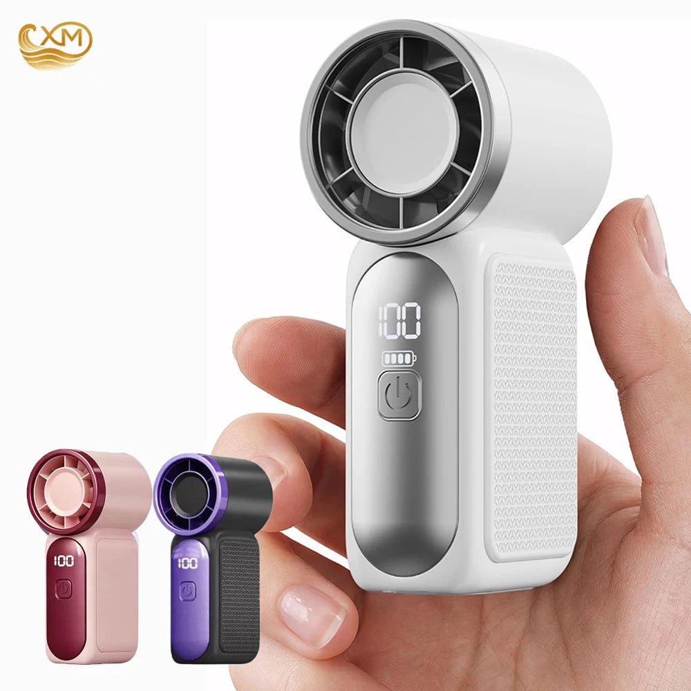 Portable Handheld Mini Fan Rechargeable Personal Fan with LED Display Mini Fan for Makeup Travel Outdoor Portable Pocket Fan