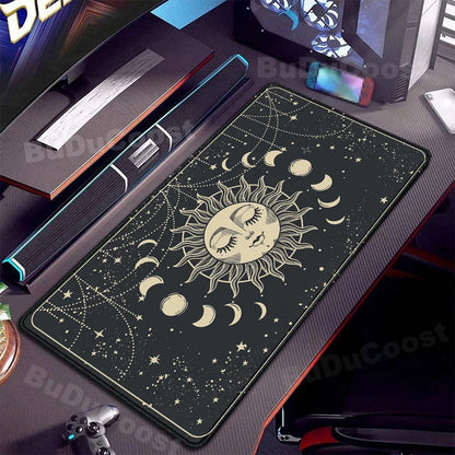 XXL Computer Desk Pad Pink Art keyboardpad Moon Space Mousepad Laptop Table Mat 900x400mm Rubber Anti-slip Soft Desktop Mice Pad