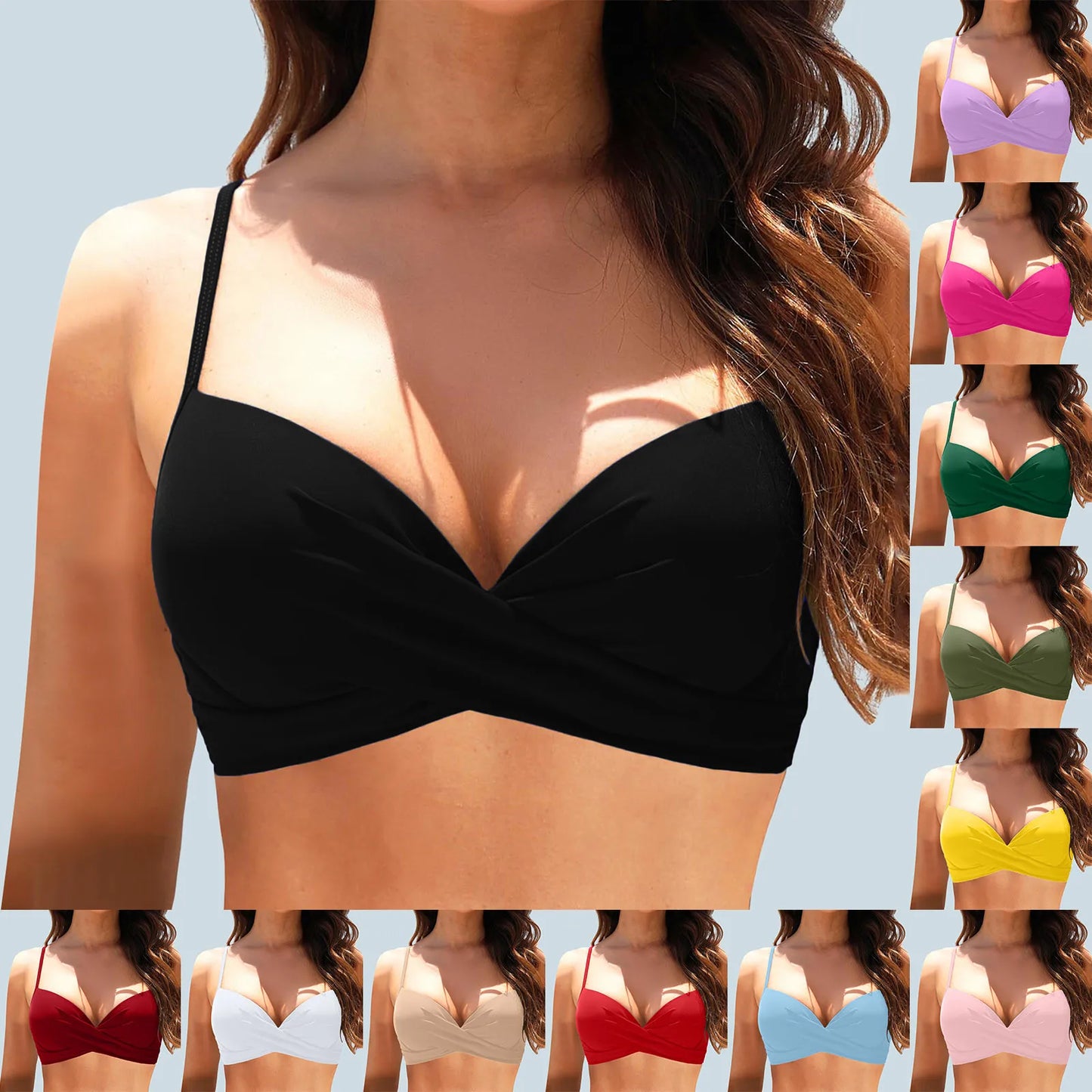 Women Lace Up Swimwear Tops Underwire Full Coverage Bikini Top Push Up Swim Crop Top Tie Back Matching Men And Women Swimsuits