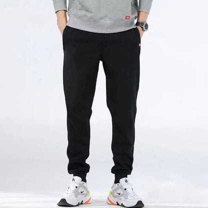 Winter Men's Cotton Tight Track Pants Fleece-Lined Thick Lambskin Knitted Sweatpants Casual Pants Men's Factory Direct Supply