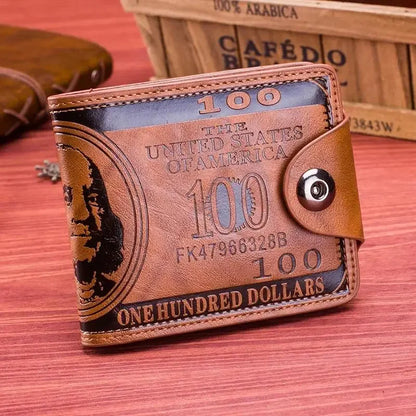 Fashion Wallets With 100 US Dollar Pattern Wallet Male Leather Photo Card Holder Large Capacity