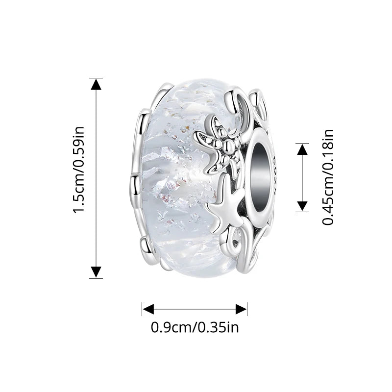 WOSTU 925 Sterling Silver Snowflake Charm Winter Snow Beads Purity Original Fit for Women Girls Necklace DIY Fine Jewelry Gift