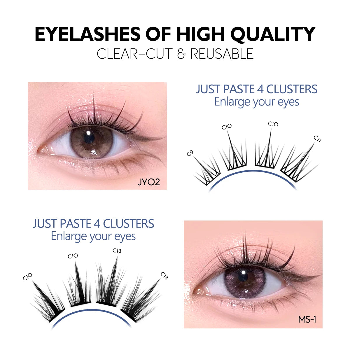 GROINNEYA Cat Elf Eyelashes Book 15 Rows Large Capacity Natural Manga Lashes Effect DIY Eyelashes Extension Clusters Makeup