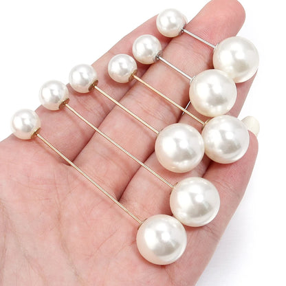 10pcs Imitation Pearl Brooch Pins 38/54/73mm Beige Double Pearl Safety Pins For Jewelry Making Party DIY Clothing Accessories