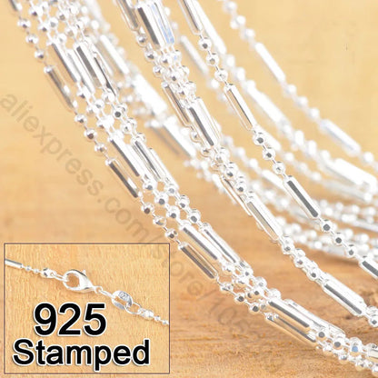 5PCS 16-30 Inches 925 Sterling Silver 1.5MM Bamboo Chain Necklaces for Women Men Wholesale Lobster Clasp Chains Jewelry Gifts