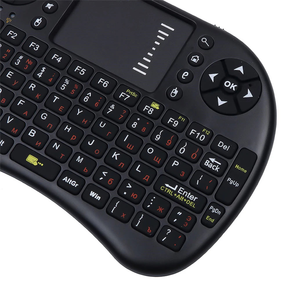 I8 Mini Wireless Keyboard RGB Backlit 2.4GHz Air Mouse English Russian Keyboard with Touchpad Handheld for Android TV BOX