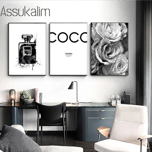 Fashion Wall Paintings Flowers Print Pictures Perfume Canvas Poster Lips Love Art Prints Nordic Wall Posters Living Room Decor