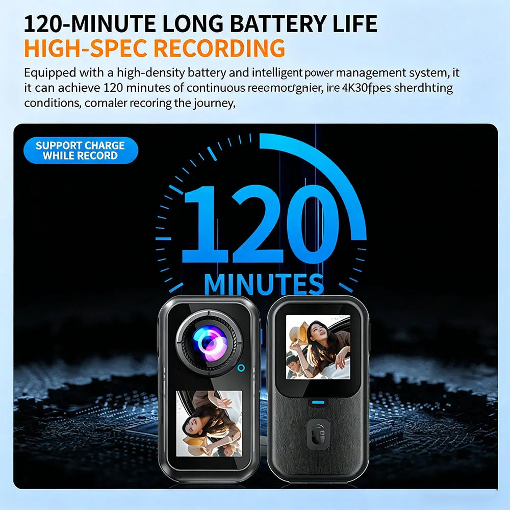 ANSVICAM 5K Mini Action Camera 4K60FPS Thumb Sports Camera with EIS Stabilization Dual Touch Screens Waterproof Magnetic Bodycam