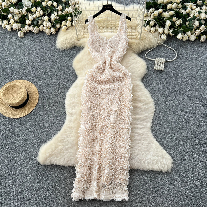 Sexy Three-dimensional Vintage korean fashion Evening Long dress pencil dress ceremony dresses women clothing